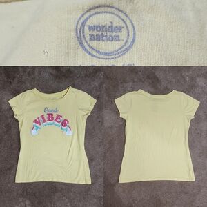 Wonder Nation Yellow Tee with Good Vibes Design Sz Lg